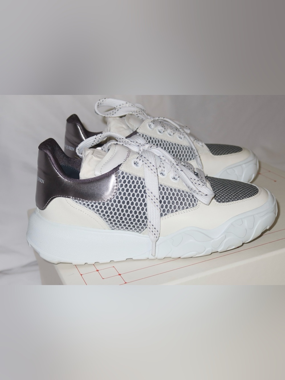 Alexander McQueen White and Black Court trainer Sneakers